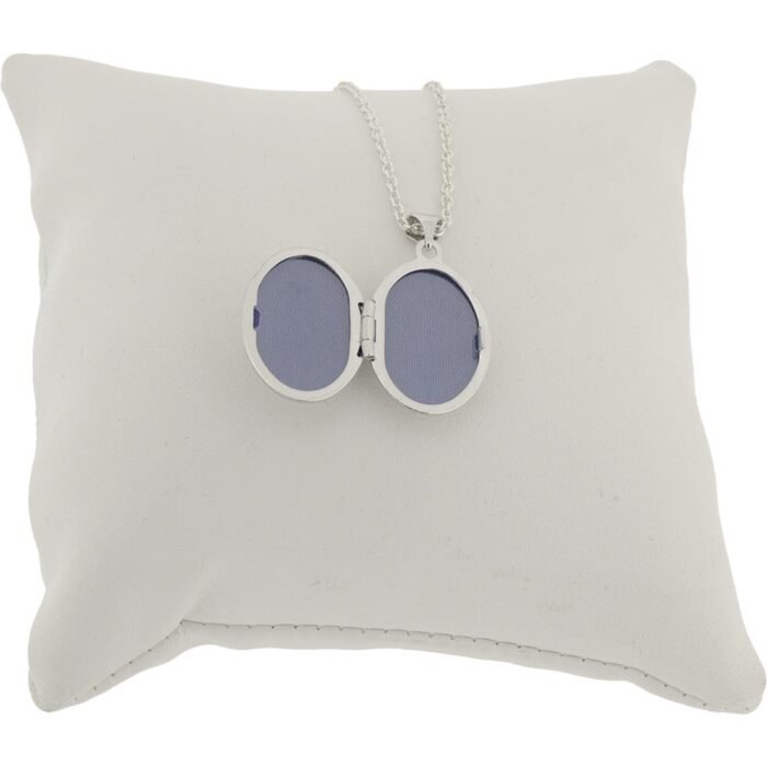 Silver Fingerprint Oval Photo Locket - Image 4
