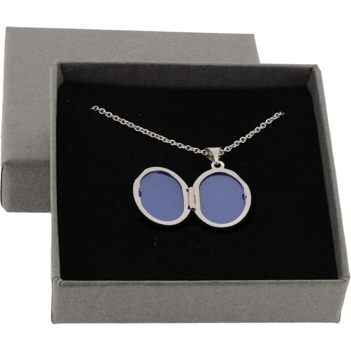 Silver Fingerprint Oval Photo Locket - Image 3