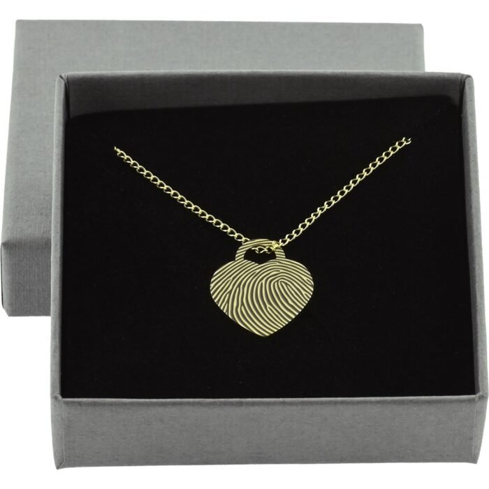 9ct gold heartlock fingerprint pendant in Laalie gift box