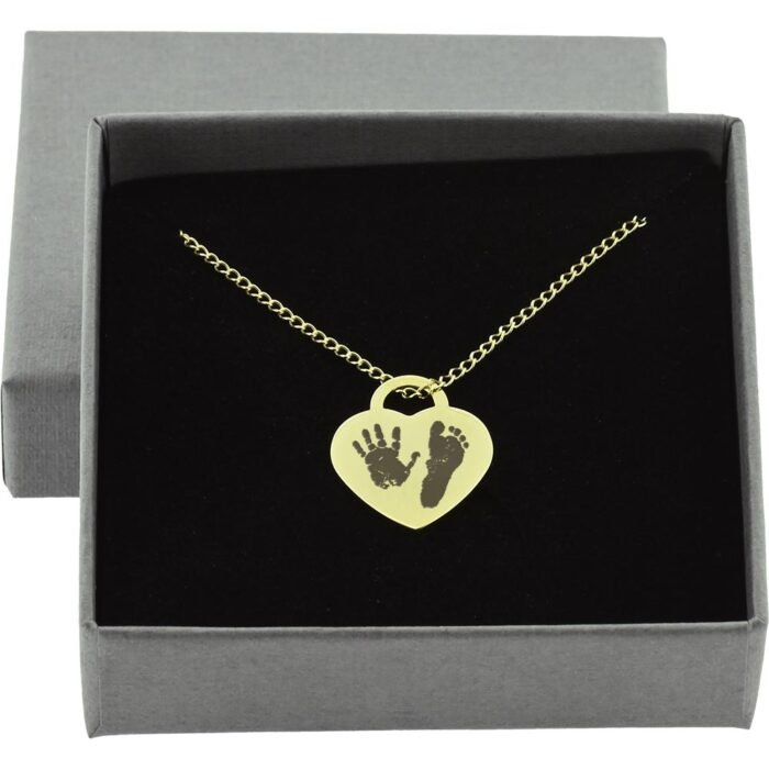 9ct Gold Hand or Footprint Heart Lock Pendant