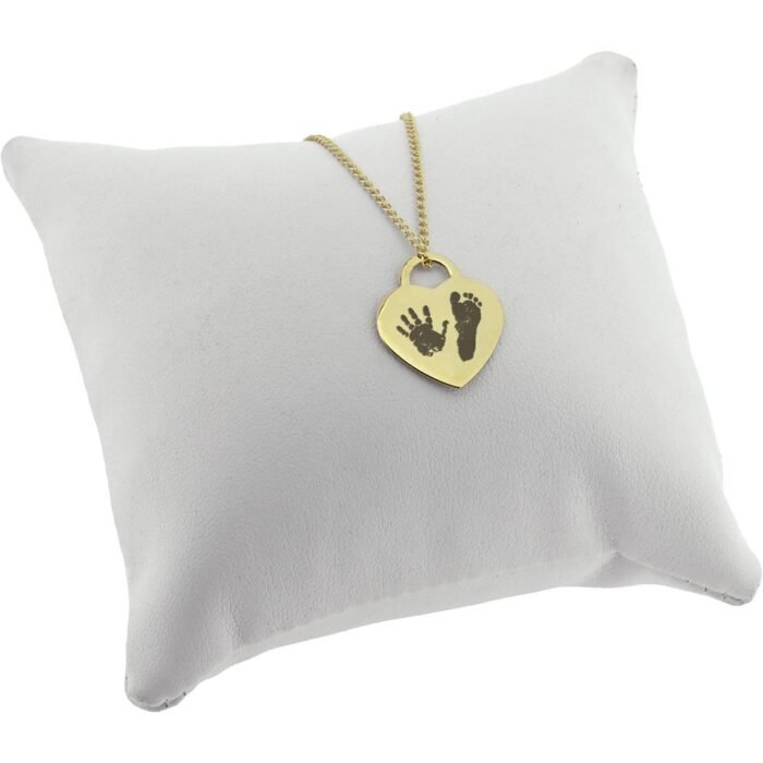9ct Gold Hand or Footprint Heart Lock Pendant - Image 2