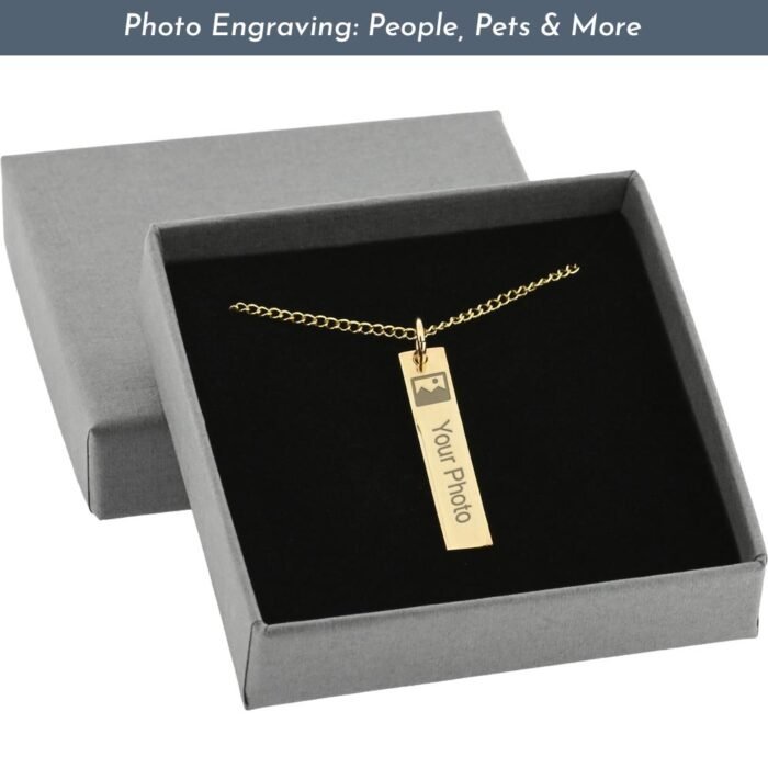 Photo Engraved Gold Filled Rectangular Pendant