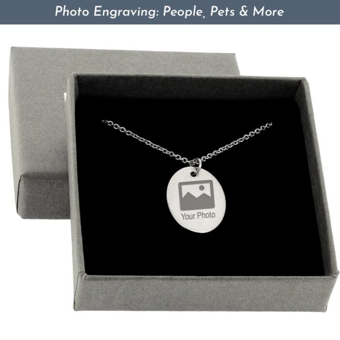 Photo Engraved Silver Oval Pendant