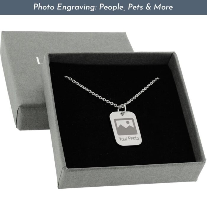Photo Engraved Silver Tag Pendant