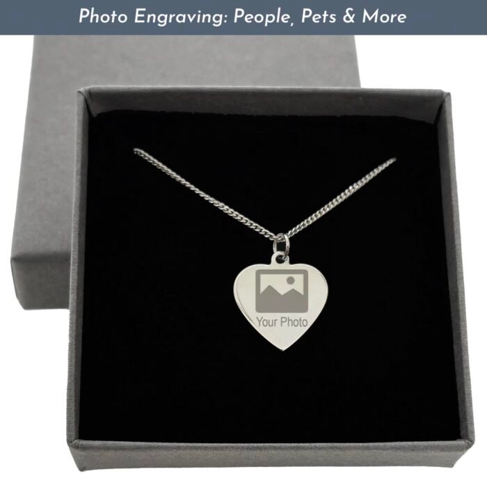 Photo Engraved Silver Heart Pendant