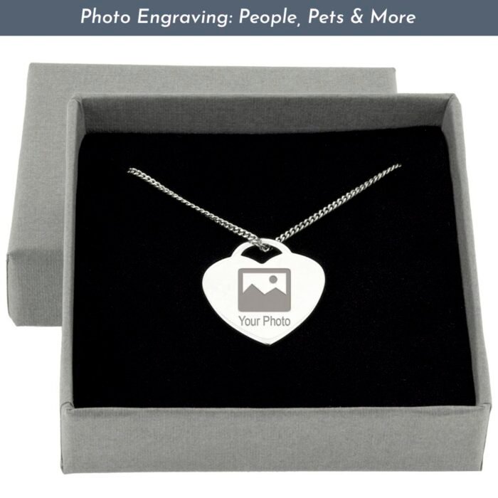 Photo Engraved Silver Heart Pendant
