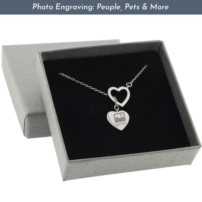 Photo Engraved Double Heart Necklace