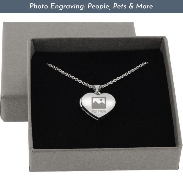 Photo Engraved Silver Heart Locket