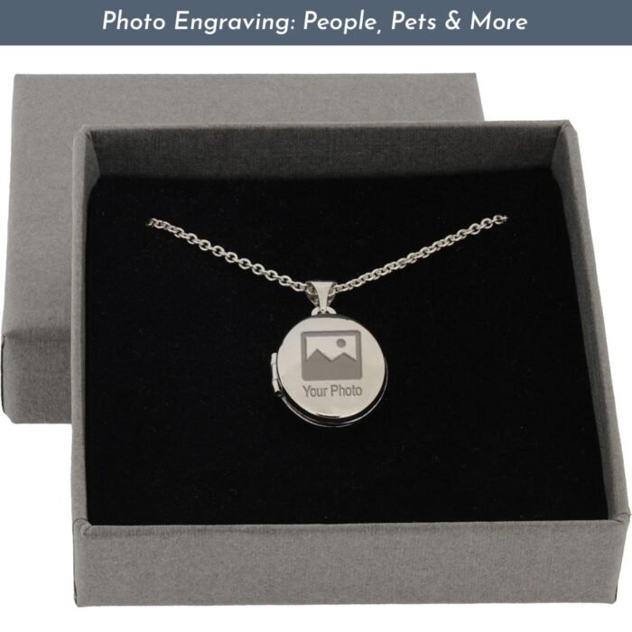 Photo Engraved Silver Oval Locket