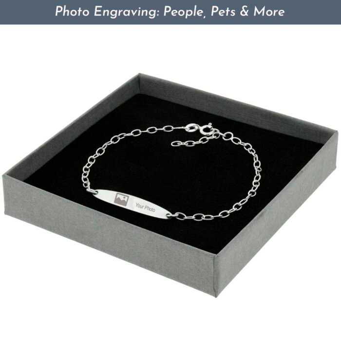 Photo Engraved Silver Oval Bracelet