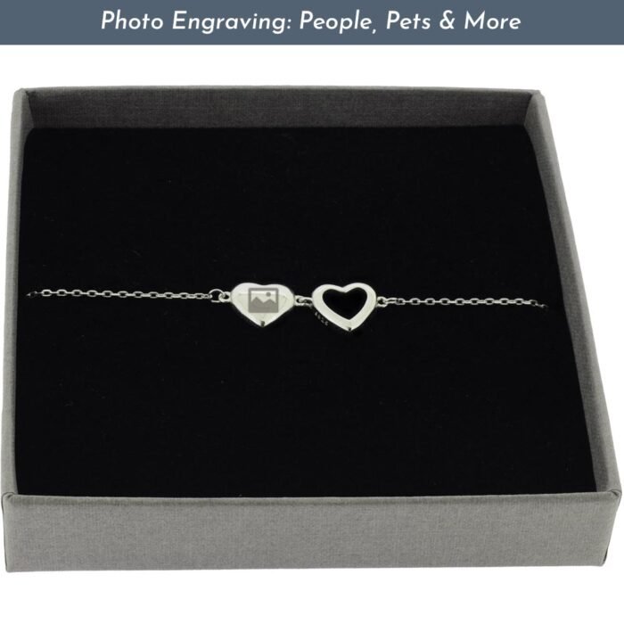 Photo Engraved Double Heart Bracelet