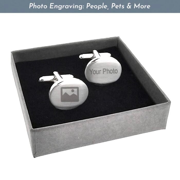 Photo Engraved Silver Oval Cufflinks