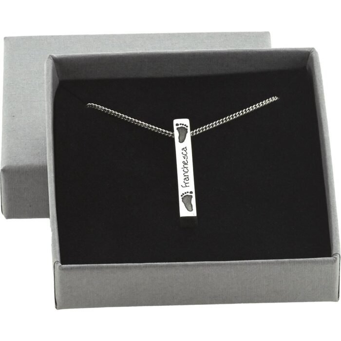 Solid Silver Bar Hand or Footprint Necklace