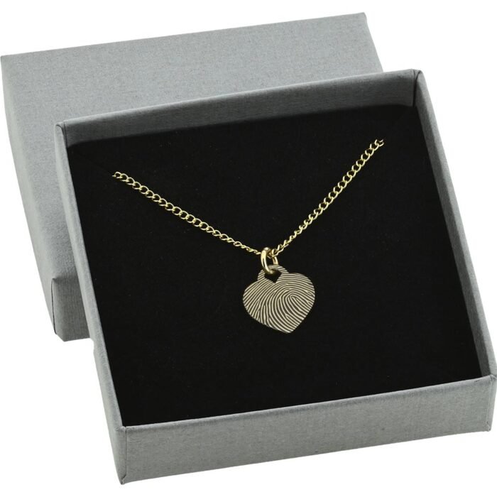 Engraved Gold Filled Heart Fingerprint Pendant