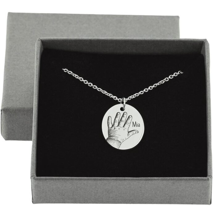 Silver Baby Handprint Necklace From a Photo