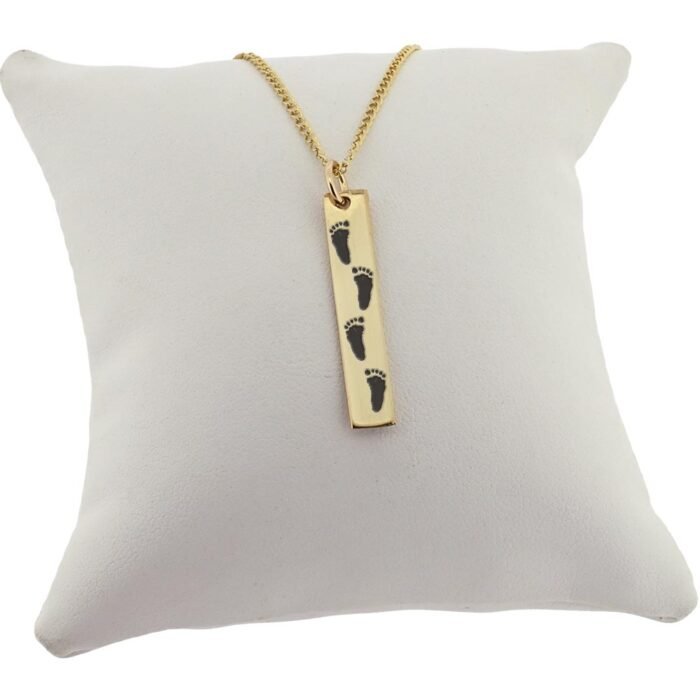 Engraved Gold Filled Rectangular Fingerprint Pendant - Image 2