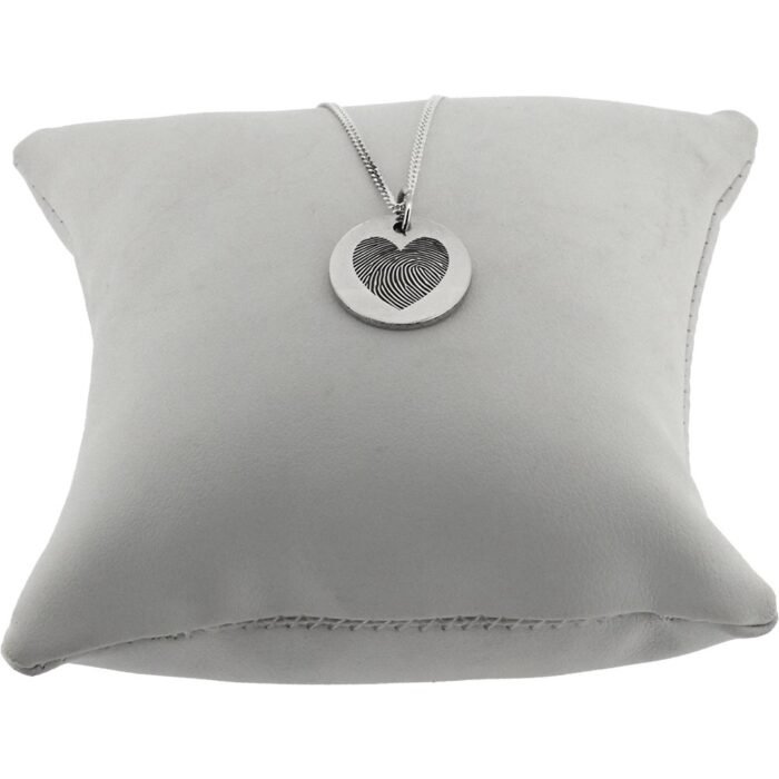 Fingerprint Heart Engraved Circular Pendant - Image 2