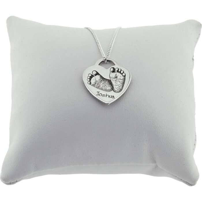 Silver Baby Footprint Necklace From a Photo - Image 3