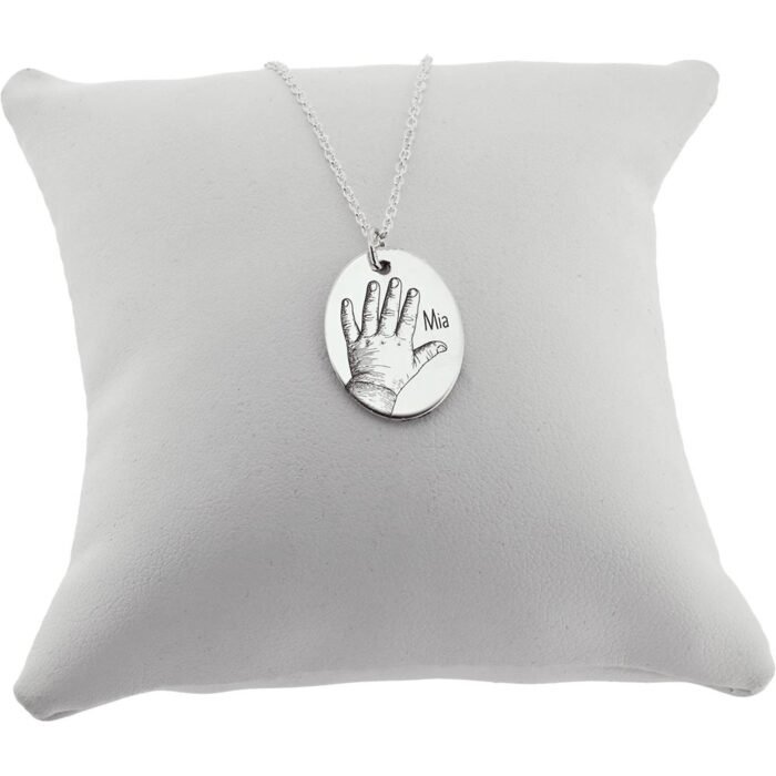 Silver Baby Handprint Necklace From a Photo - Image 3