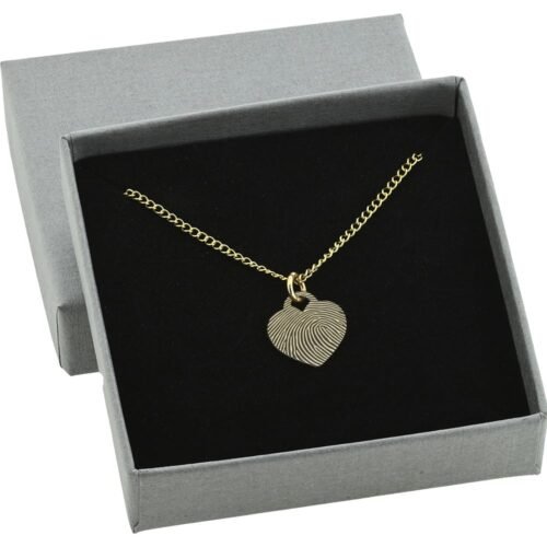 12mm gold filled heart fingerprint pendant in gift box