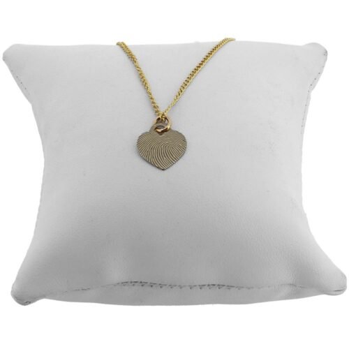 engraved fingerprint heart pendant in gold filled finish
