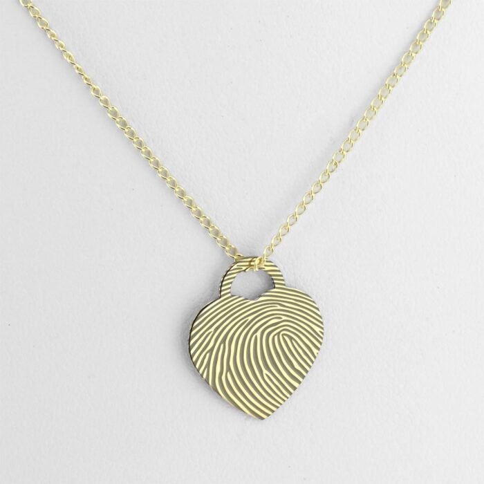 imprinted fingerprint heartlock pendant in solid 9ct gold