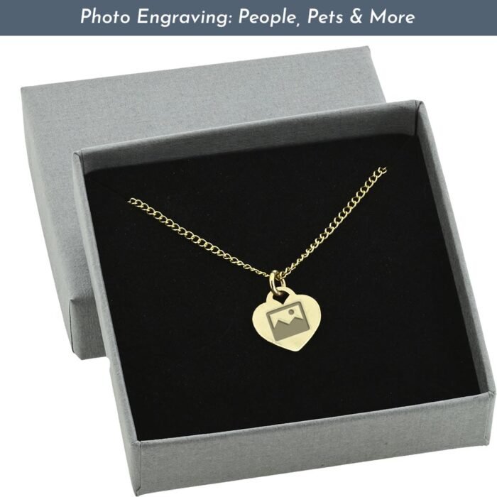 Photo Engraved Gold Filled Heart Pendant