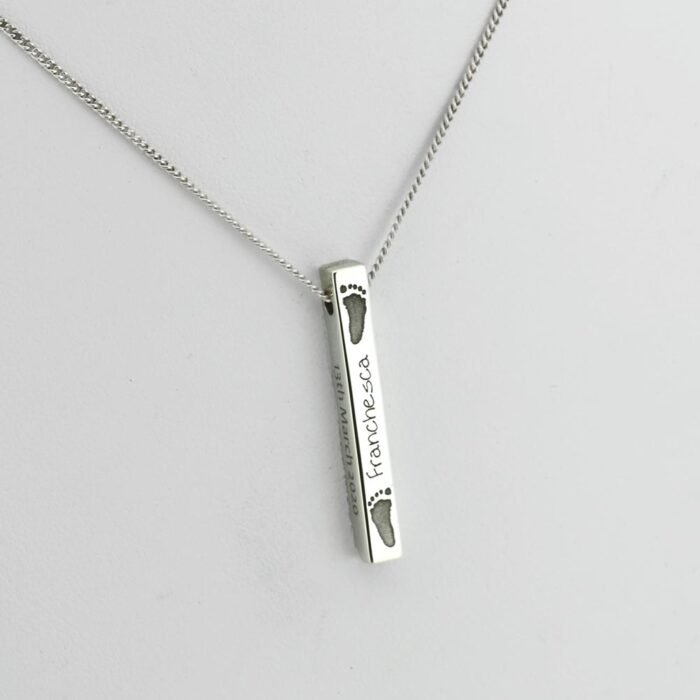 Solid Silver Bar Hand or Footprint Necklace - Image 3