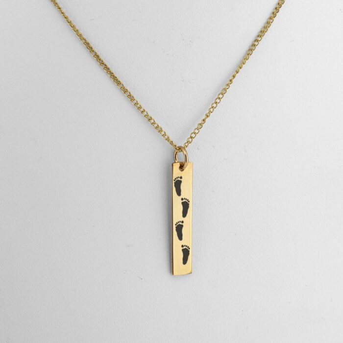 Engraved Gold Filled Rectangular Fingerprint Pendant - Image 3