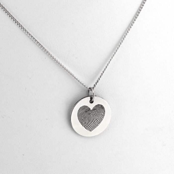 Fingerprint Heart Engraved Circular Pendant - Image 3