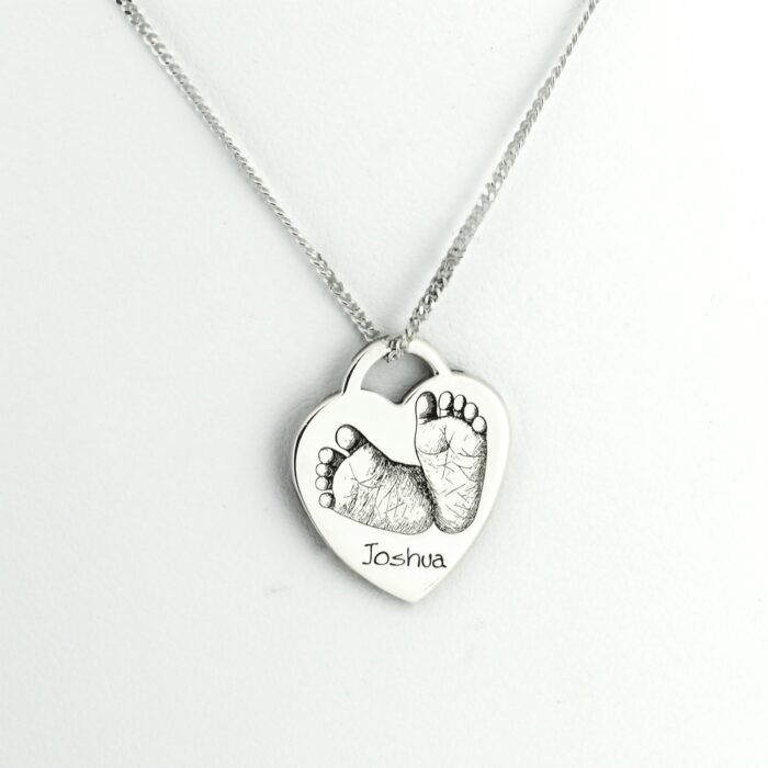 Silver Baby Footprint Necklace From a Photo - Image 5