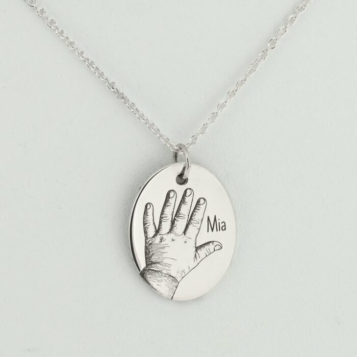 Silver Baby Handprint Necklace From a Photo - Image 5