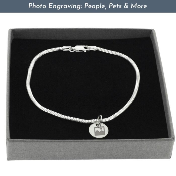 Photo Engraved Silver Disc Bracelet