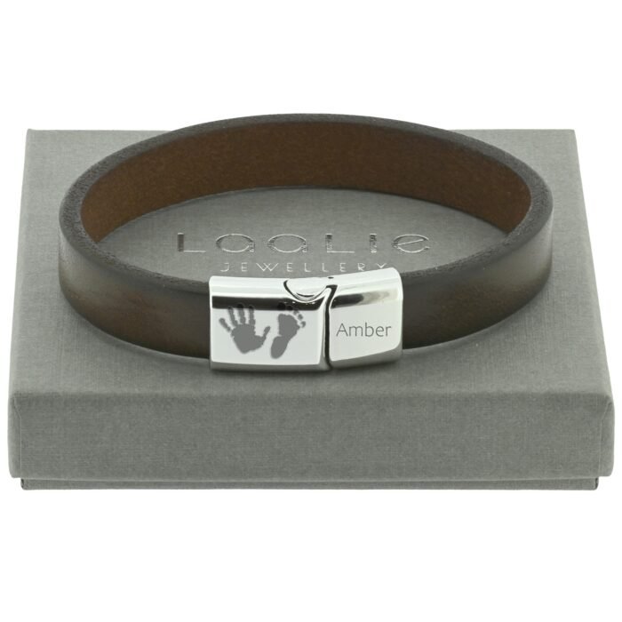Mens Leather Hand / Footprint Bracelet