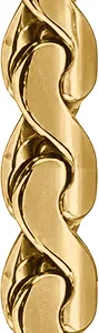 Enlarged detail showing the links of a gold coloured stainless steel S Link chain