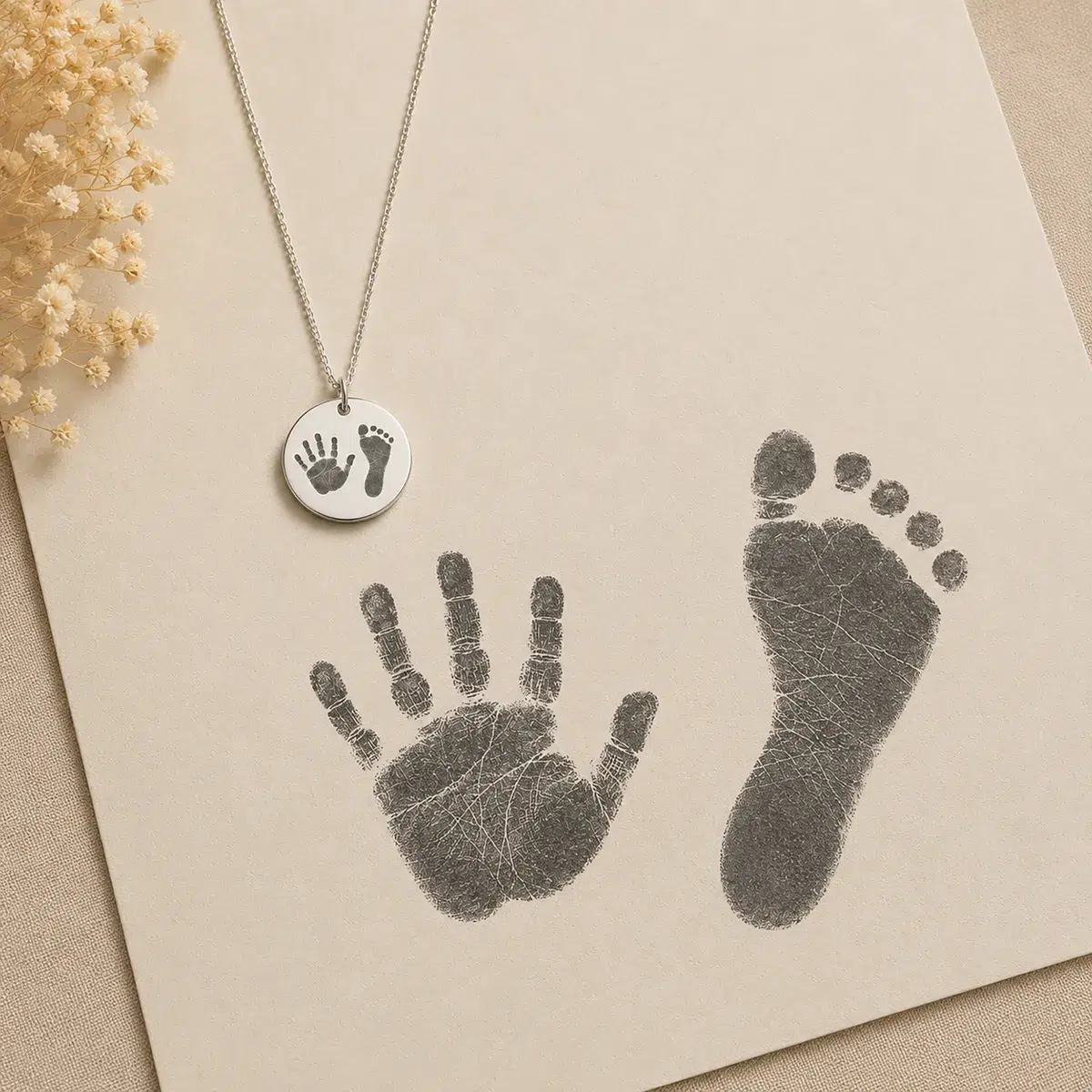 Personalised jewellery engraved with a loved one's real handprint or footprint