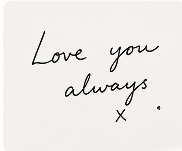Handwritten message suitable for engraving onto personalised jewellery