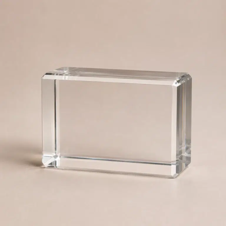 Clear small rectangular crystal block in landscape orientation, SKU C0003