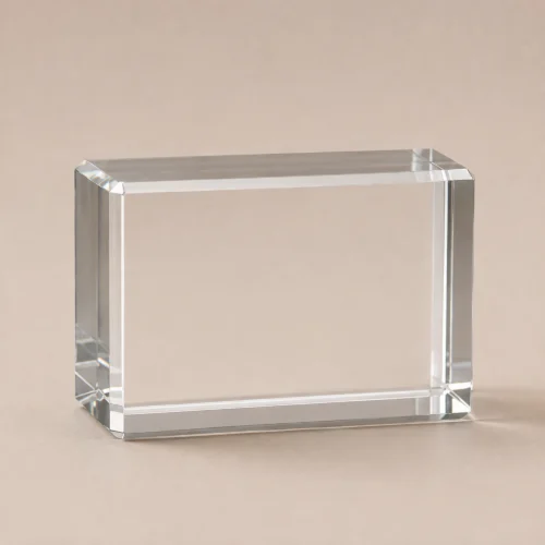 Medium clear rectangular crystal block C0004 displayed in landscape orientation