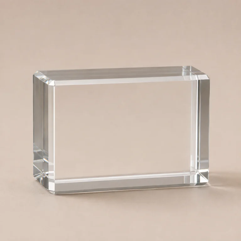 Clear medium rectangular crystal block in landscape orientation, SKU C0004