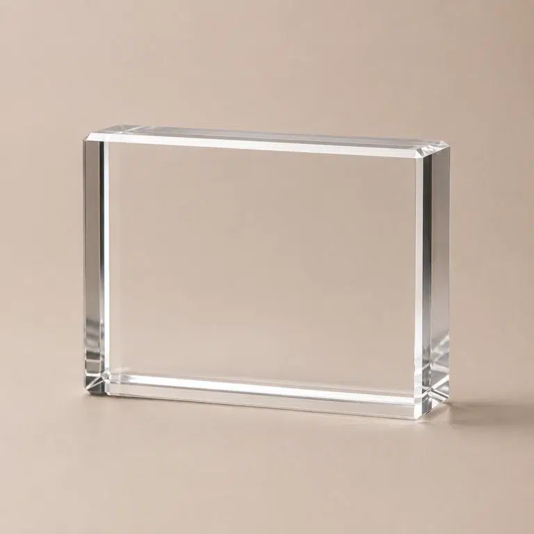Clear large rectangular crystal block in landscape orientation, SKU C0005