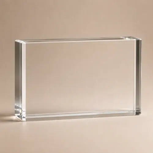 Extra large clear rectangular crystal block C0006 displayed in landscape orientation