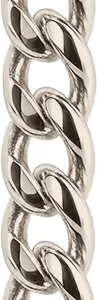 Enlarged detail showing the links of a 925 sterling silver Curb chain