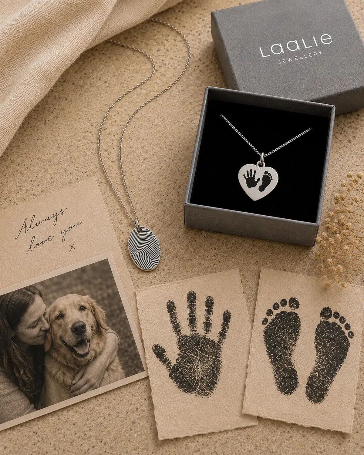 Personalised jewellery with fingerprint, handprint and footprint keepsakes by Laalie Jewellery