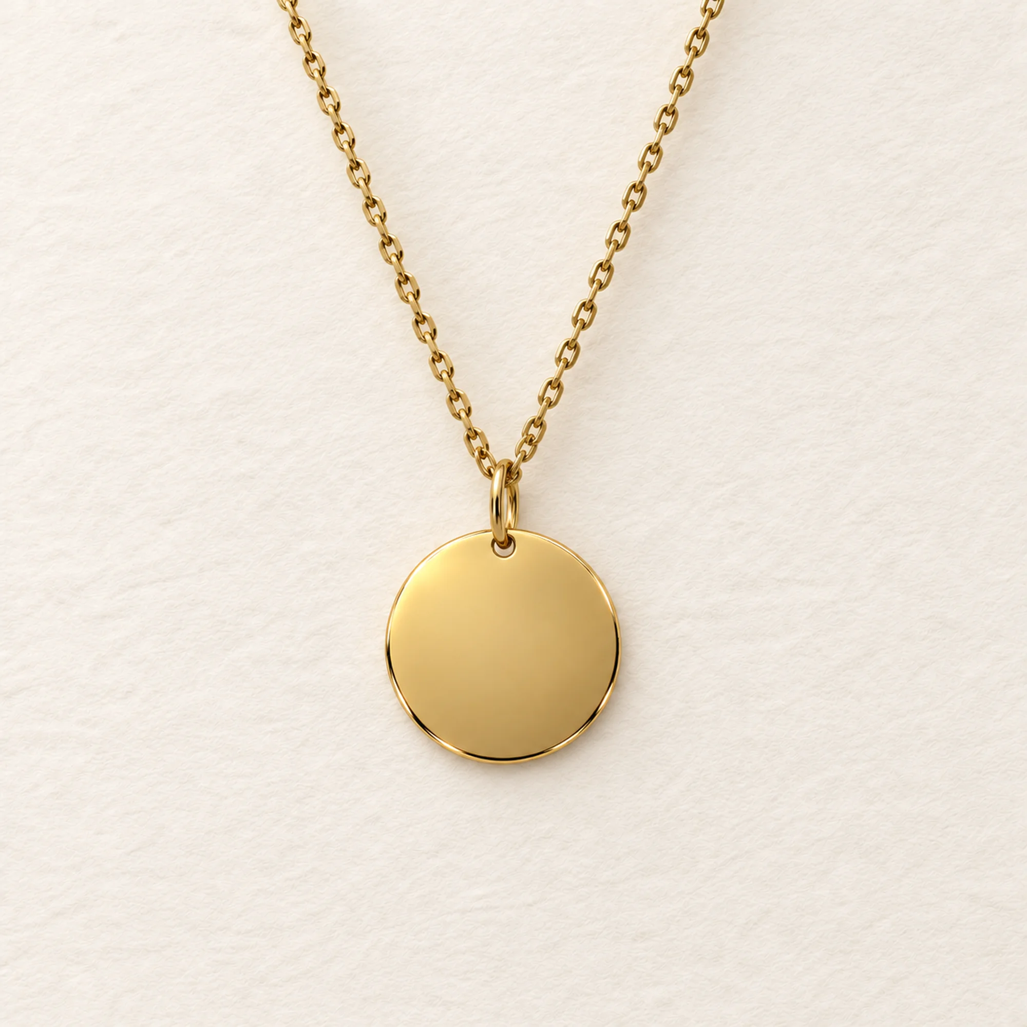13mm Gold Coloured Stainless Steel Personalised Disc Necklace