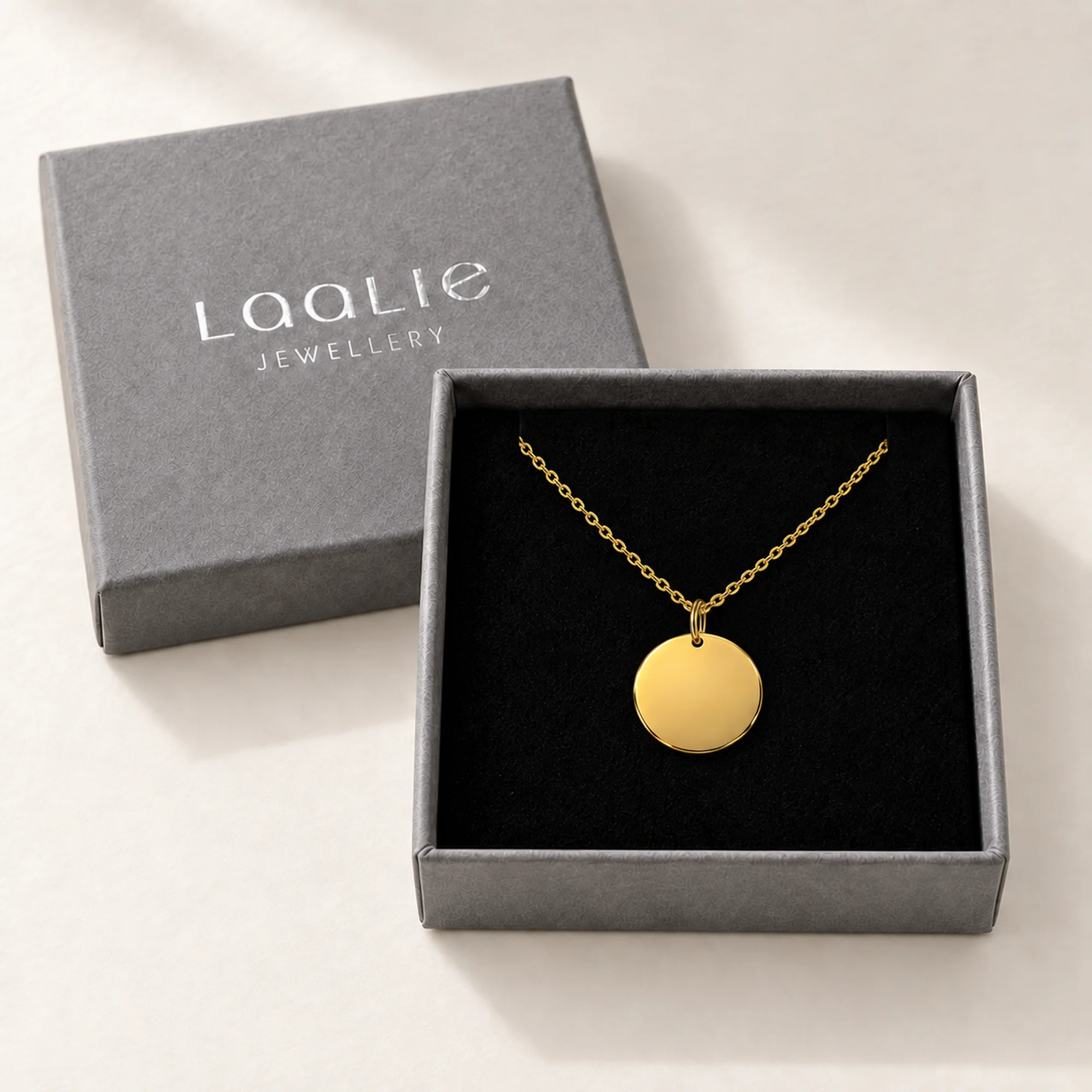 13mm Gold Coloured Stainless Steel Personalised Disc Necklace - Image 2
