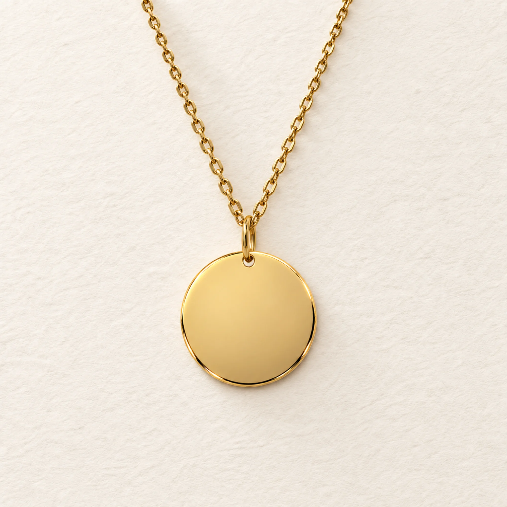 15mm Gold Coloured Stainless Steel Personalised Disc Necklace
