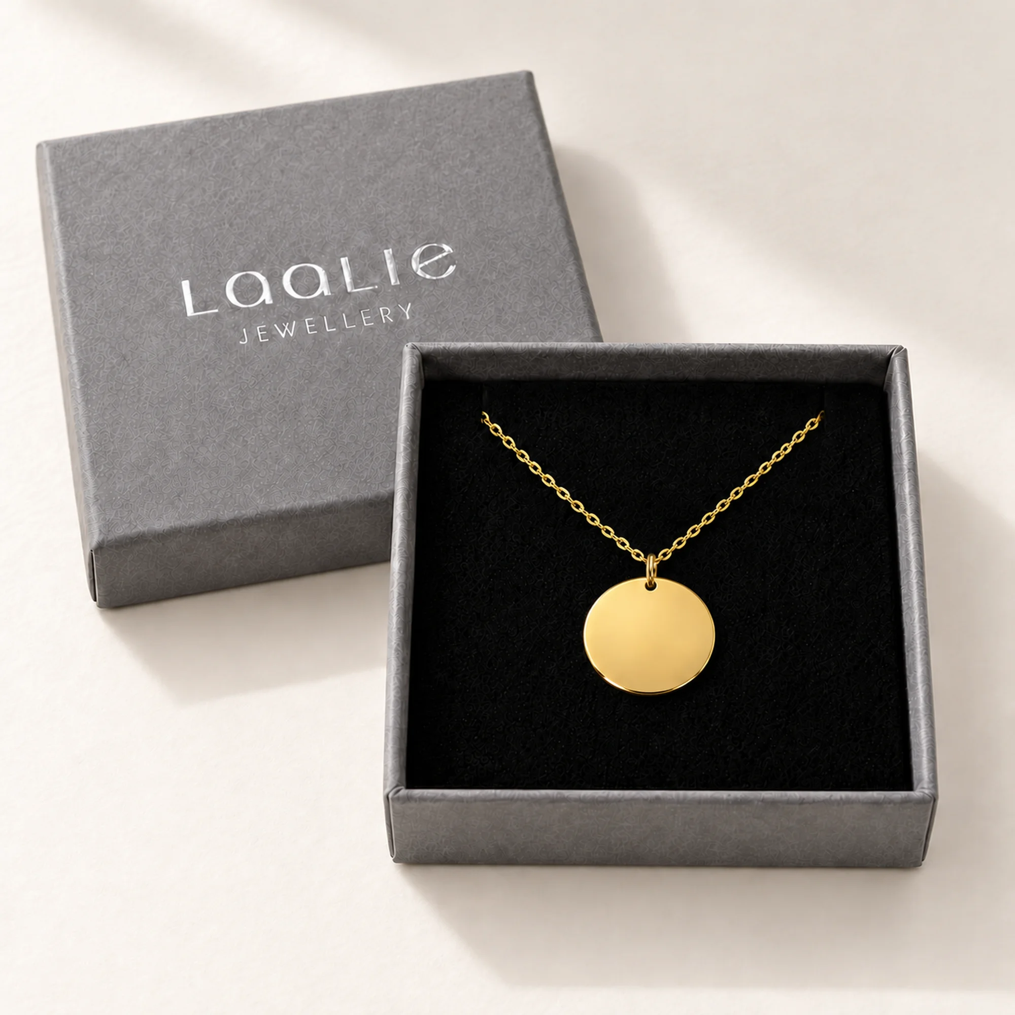 15mm Gold Coloured Stainless Steel Personalised Disc Necklace - Image 2