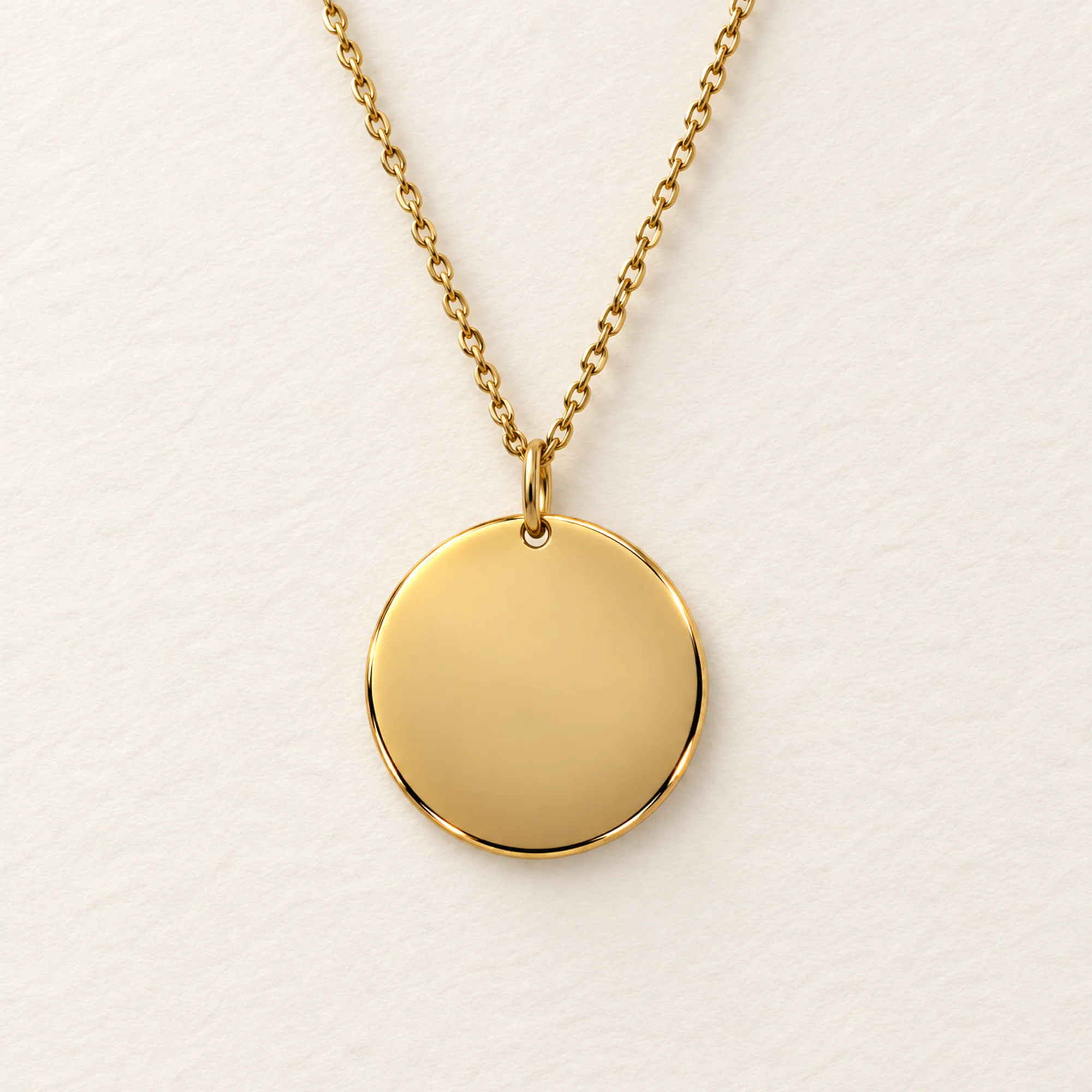 18mm Gold Coloured Stainless Steel Personalised Disc Necklace
