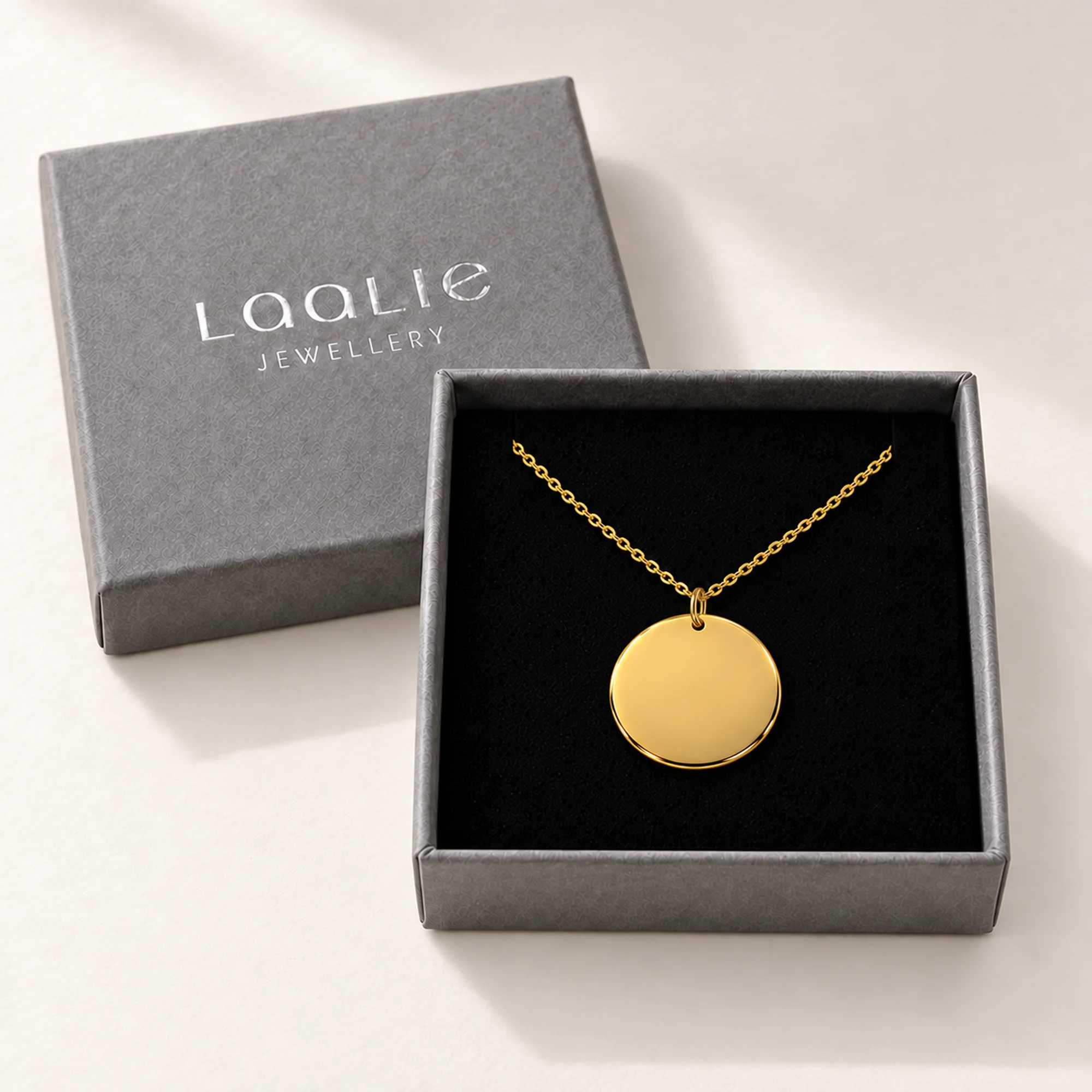 18mm Gold Coloured Stainless Steel Personalised Disc Necklace - Image 2
